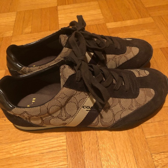 Coach Chocolate and Beige Lace-Up Sneakers - Picture 2 of 10